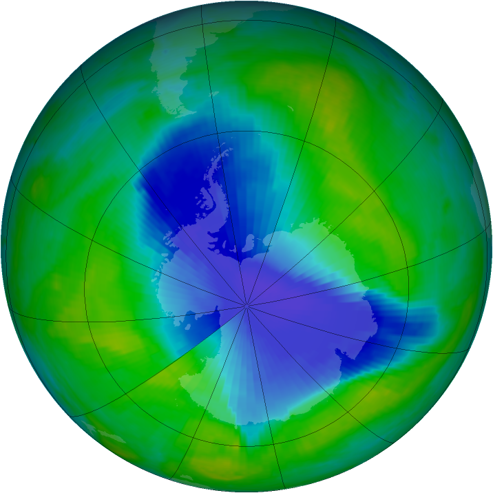Antarctic ozone map for 03 December 1998